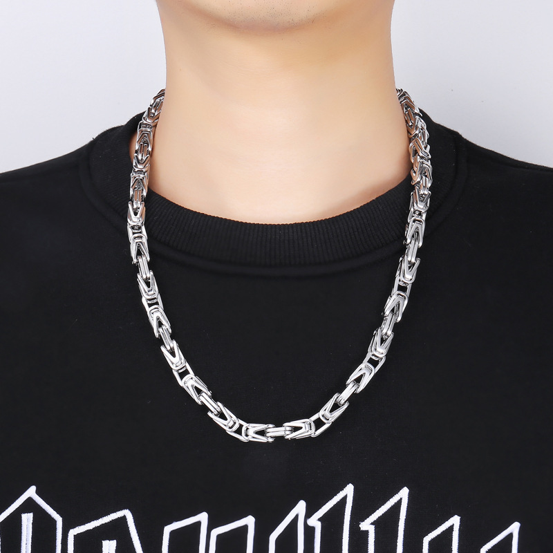 Beiyan Rock and Roll Hip Hop Stainless Steel 18K Gold Plating Byzantine Byzantium Monarch Emperor Chain Necklace Set