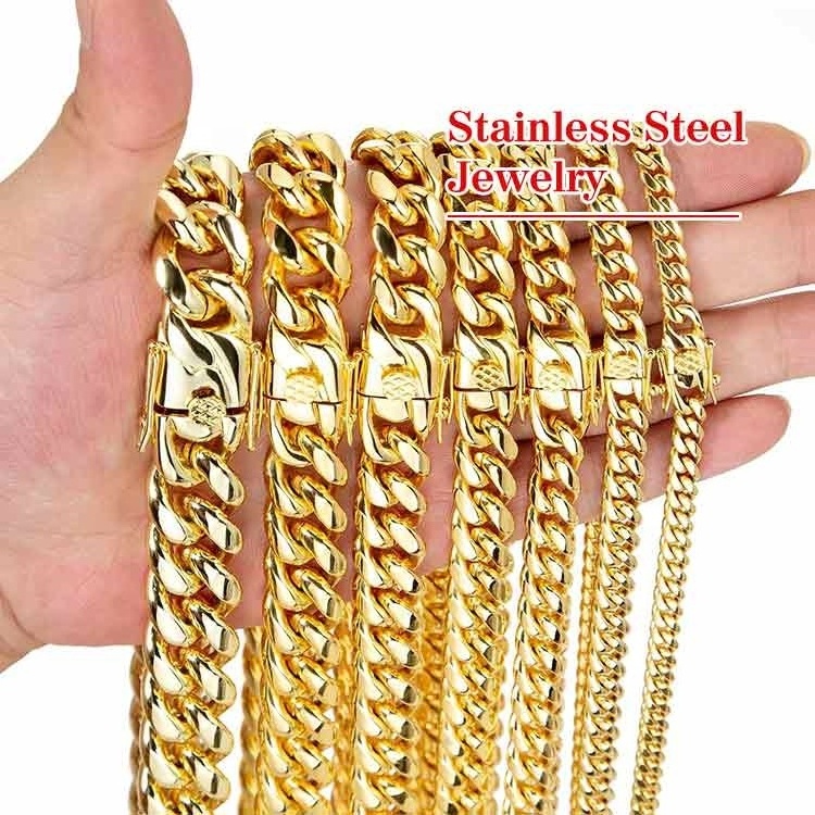 Stainless Steel Franco New Gold Chain Design Franco Chain 18K Gold Filled Chain Necklace For Men