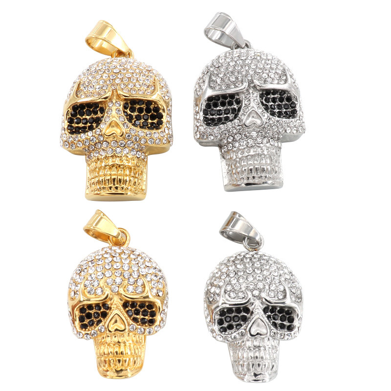 Fashion Hip Hop Jewelry Pendant Stainless Steel Iced Out 18K Gold PVD Plating Men's Cool Skull Pirate Pendant