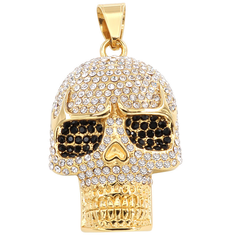 Fashion Hip Hop Jewelry Pendant Stainless Steel Iced Out 18K Gold PVD Plating Men's Cool Skull Pirate Pendant