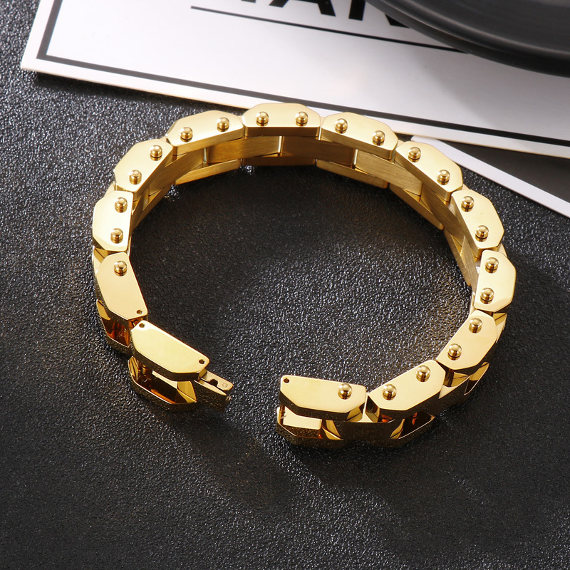 Hot Selling Simple Temperament Bangle Jewelry Stainless Steel 18K Gold Plating Steel Color High Quality Hip Hop Bracelet