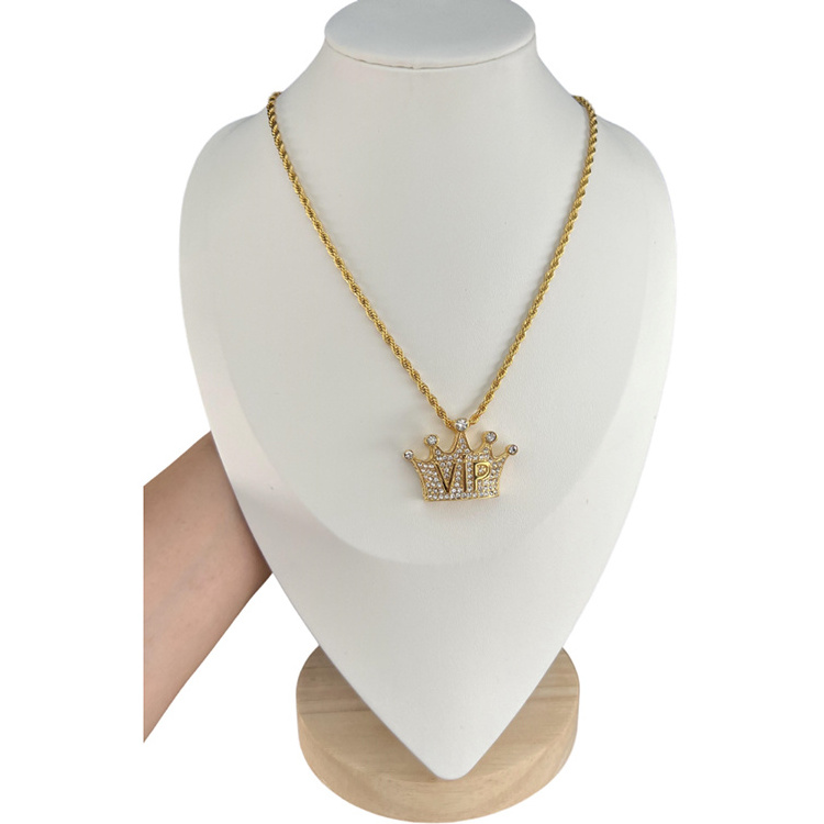 Manufacture Stainless Steel Crown Necklace Gold Dainty Crown Necklace Diamond Tarnish Fashion Jewelry