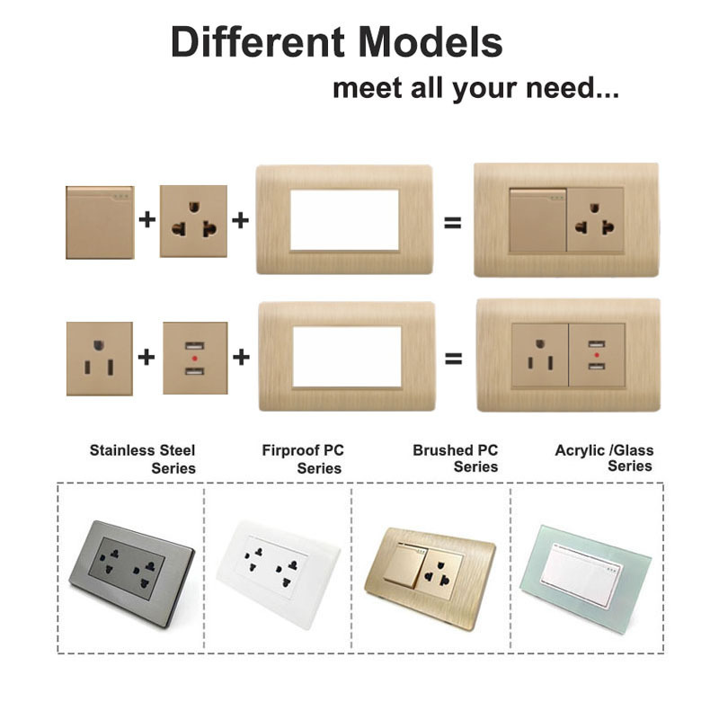 High Quality South American PC panel USA standard home light wall switch 1 gang 1 way  2way 3way wall panel switch