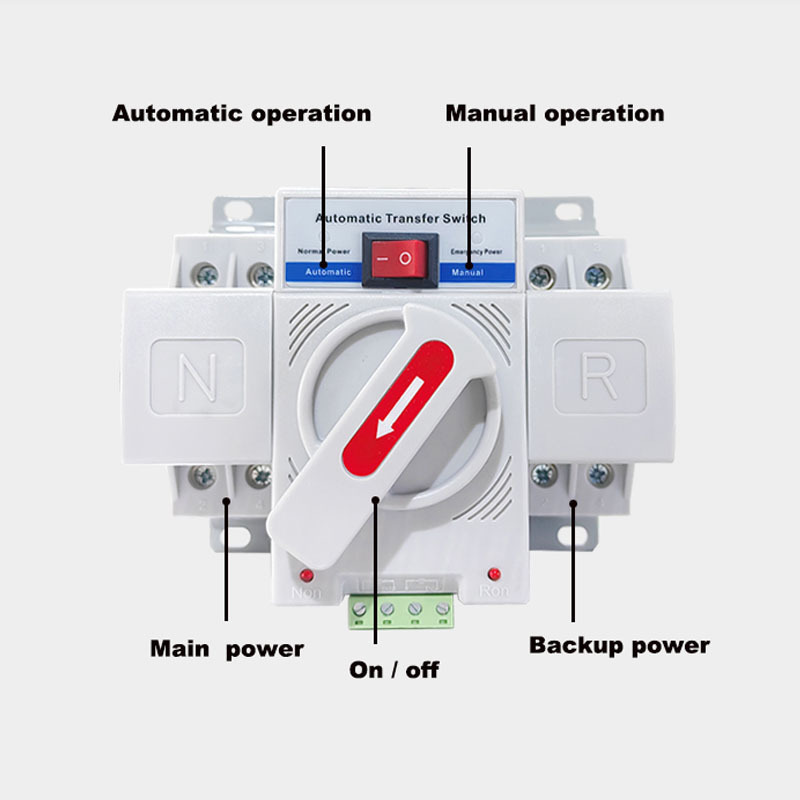 Ats Switch Automatic Transfer 63 Amp 2P 3 Phase 4pole 220V 400V Auto Transfer Switch CB 4 in 2 Out Automatic Transfer Switch