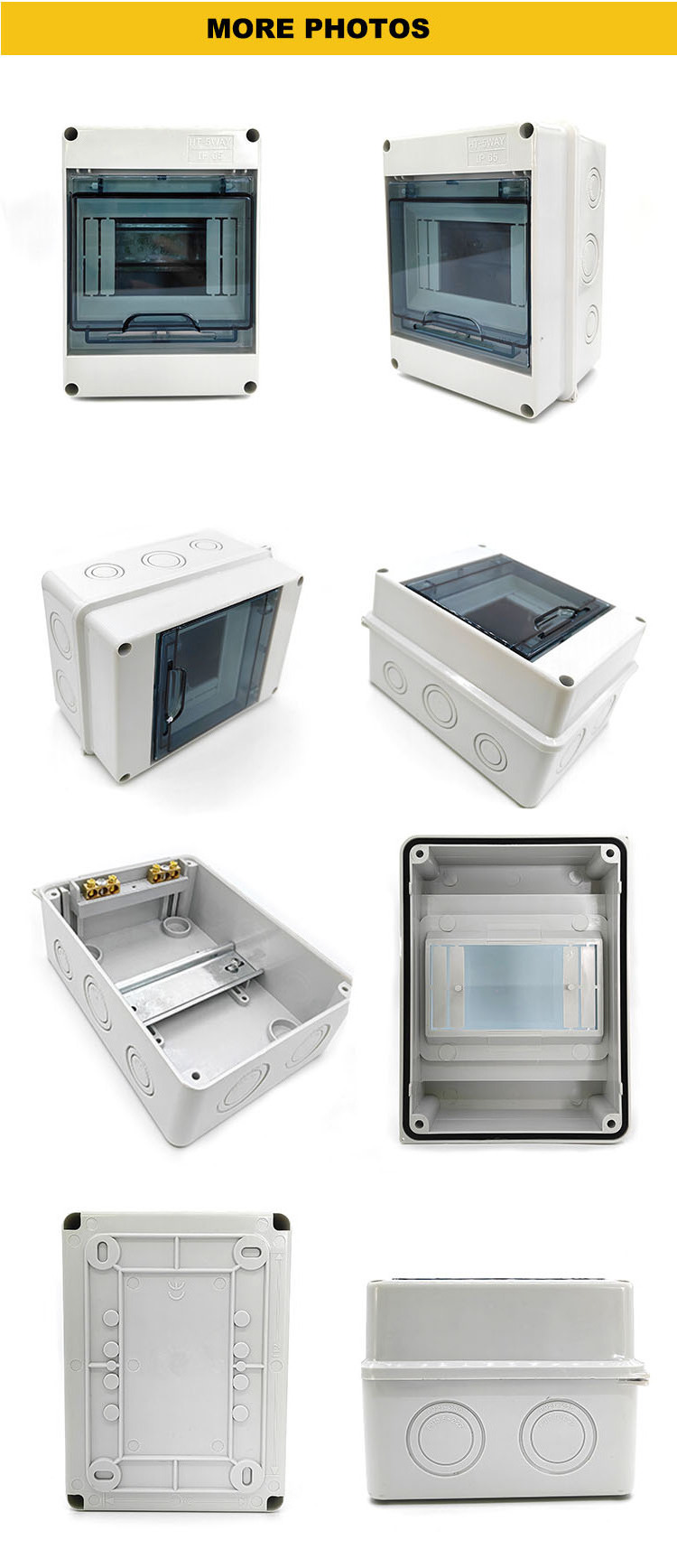 Db box electrical distribution HT 2way 3way 5way 8way 12ways plastic power distribution box 3 phase waterproof box for mcb