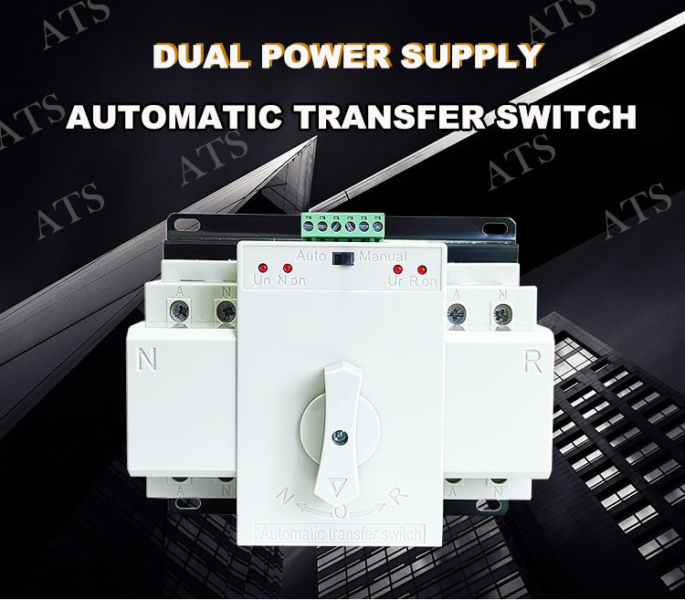 ATS mcb type dual power changeover switching ac 220v twin pole 100a 125 amp transfer switch automatic