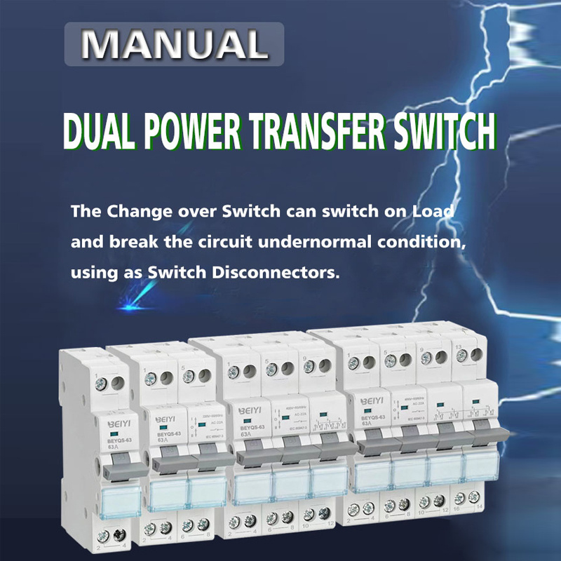 Factory low price 1p 2p 3p 4p 63a 230/400VAC dual power Isolator manual transfer switch 100 amp