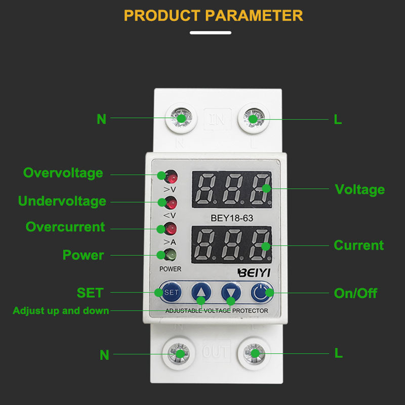 Good quality single phase three phase 40a 63a 80a automatic voltage protector 220v australia