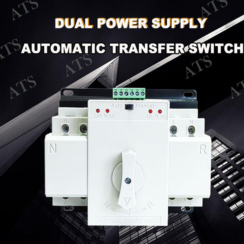 ATS mcb type dual power changeover switching ac 220v twin pole 100a 125 amp transfer switch automatic