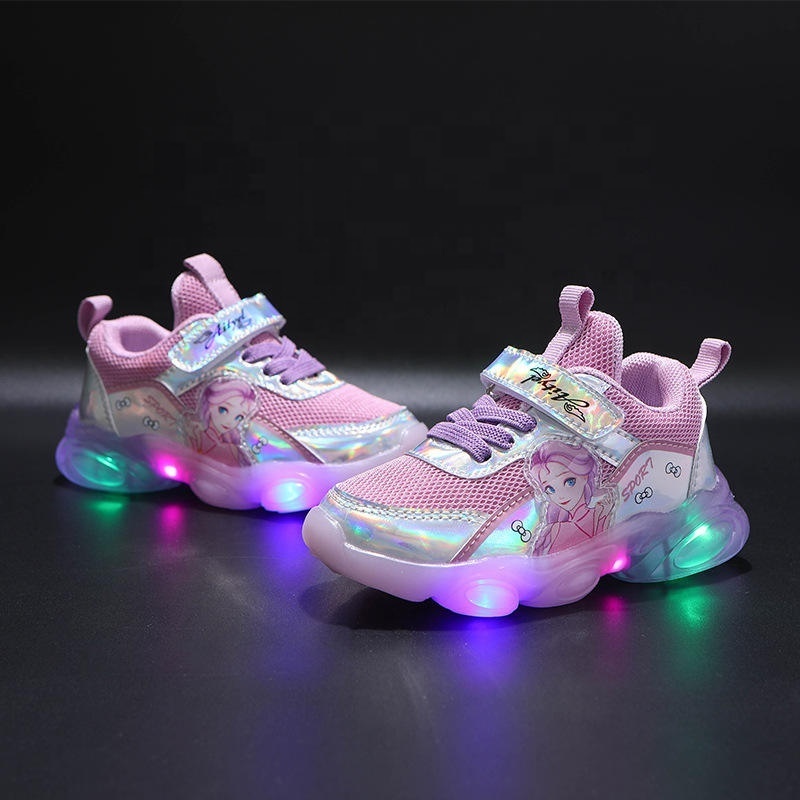 2022 New Boys Girls Princess Luminous Kids Casual Sports Shoes LED Light Children's Girls Light up Shoes for Kids