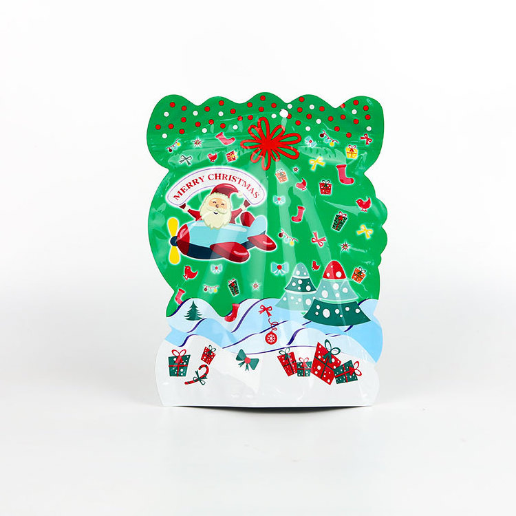 Custom Die Cut Irregular Ziplock Special Shaped Plastic 3.5g Childproof Ziplock Mylar Packs 3.5g christmas tree Bags