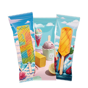 Print transparent customized frozen ice cream food packaging three side seal popsicle bags