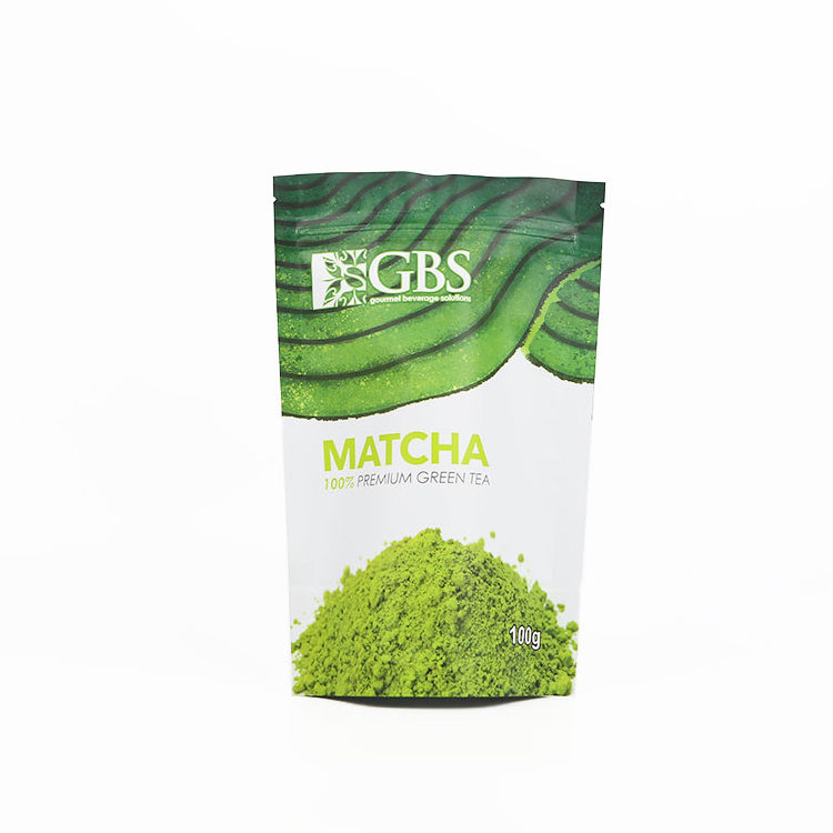 Food grade custom design green tee aluminum foil matcha packaging bag coffee powder matcha package