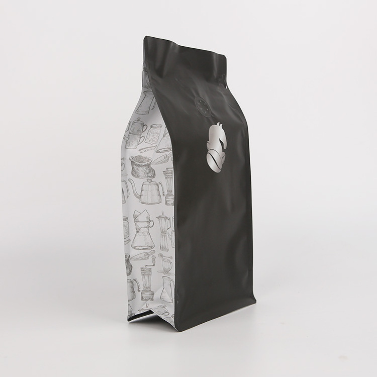 Wholesale matte printing square bulk zipper aluminum foil flat bottom coffee bag with valve and logo