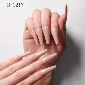 Full Cover Press on Nail false pink Fake Artificial Long Ballerina Acrylic Transparent Natural Nail Tips nail art stickers