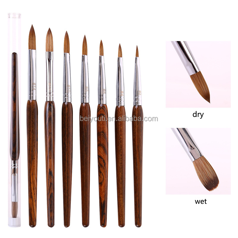 100% Kolinsky Acrylic wood Handle Nail Brush For Manicure Salon brush on nail glue Professional Manicurists manicure brushes