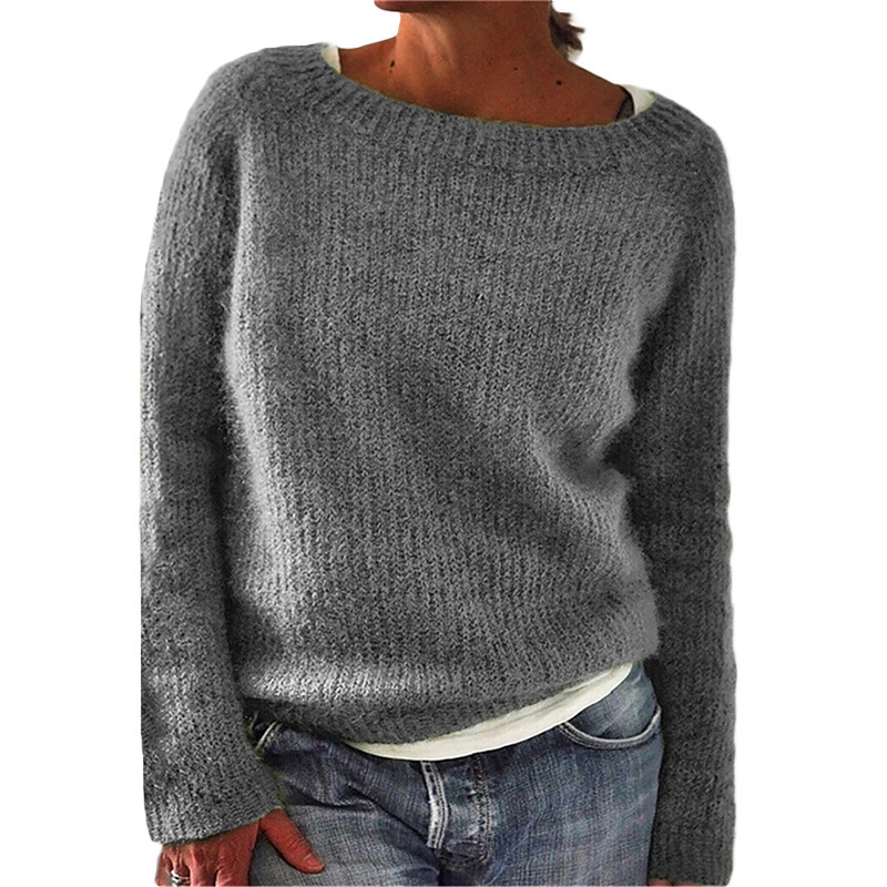 Women round neck cashmere feeling sweater knit tops Winter turtle neck knitwear pullover women 100% wool sweater