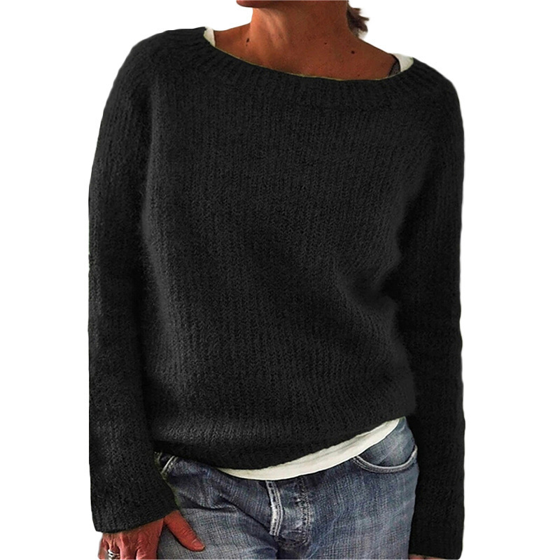 Women round neck cashmere feeling sweater knit tops Winter turtle neck knitwear pullover women 100% wool sweater