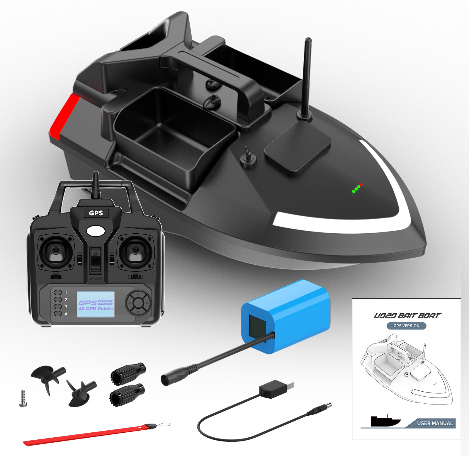 Top-Selling 500M Bait Boat Smart Fixed-speed Cruise Fishing Bait Boat With GPS Mode Lure Fishing Smart RC Bait Boat For Sale