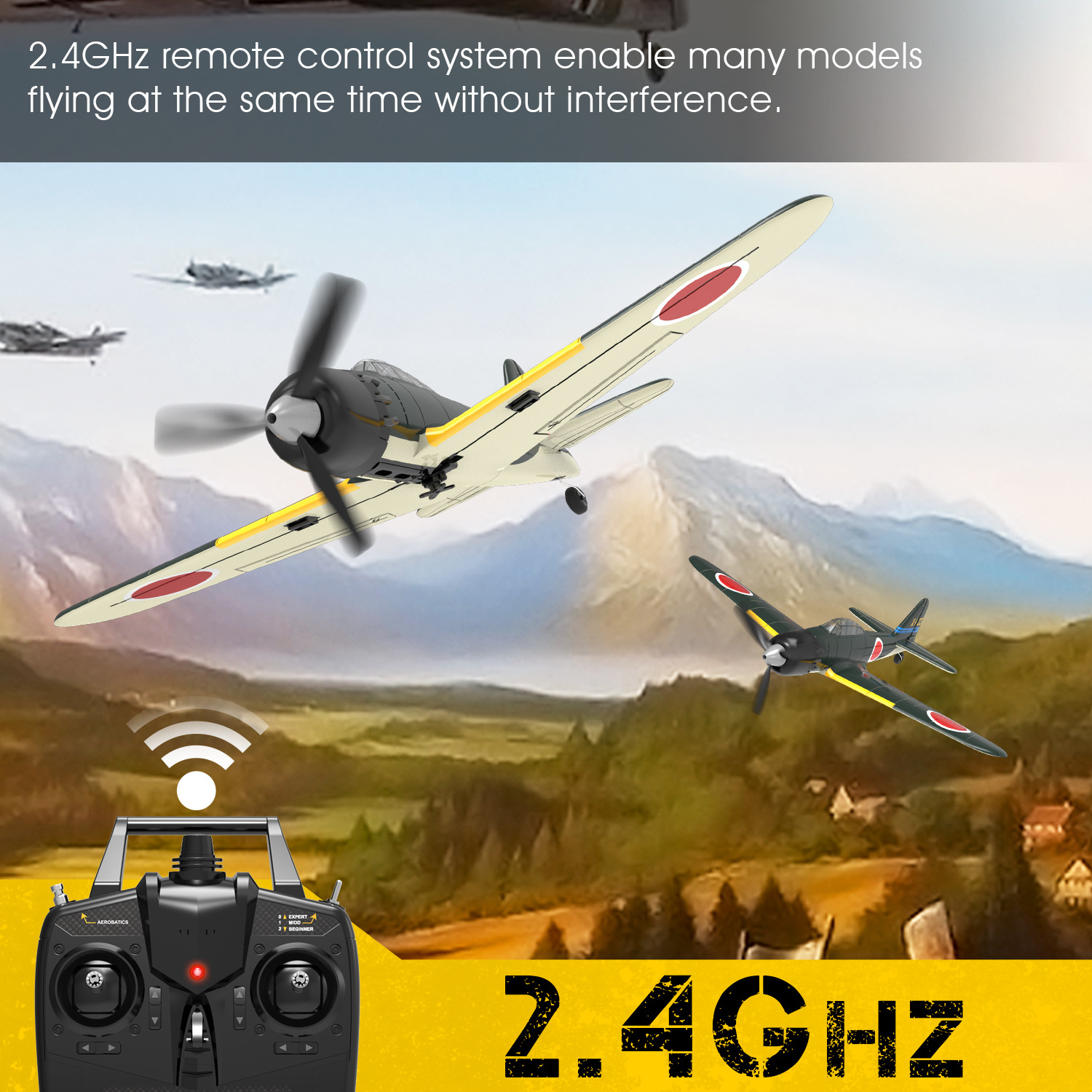 Paisible RC Park Flyer Zero Fighter Easy to Fly Beginner Radio Control Plane with Gyro Stabilizer