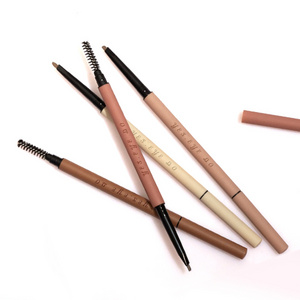 OEM eyebrow pencil custom slim thin eyeliner brown brown beige wooden eyebrow pen packagewith eyebrow gel on the end box crayon