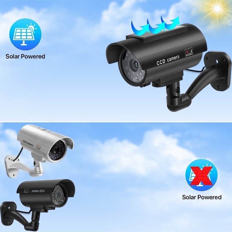 Outdoor Solar Power Fake Camera Waterproof Security Simulation Bullet Camera LED Light CCTV Dummy Camera