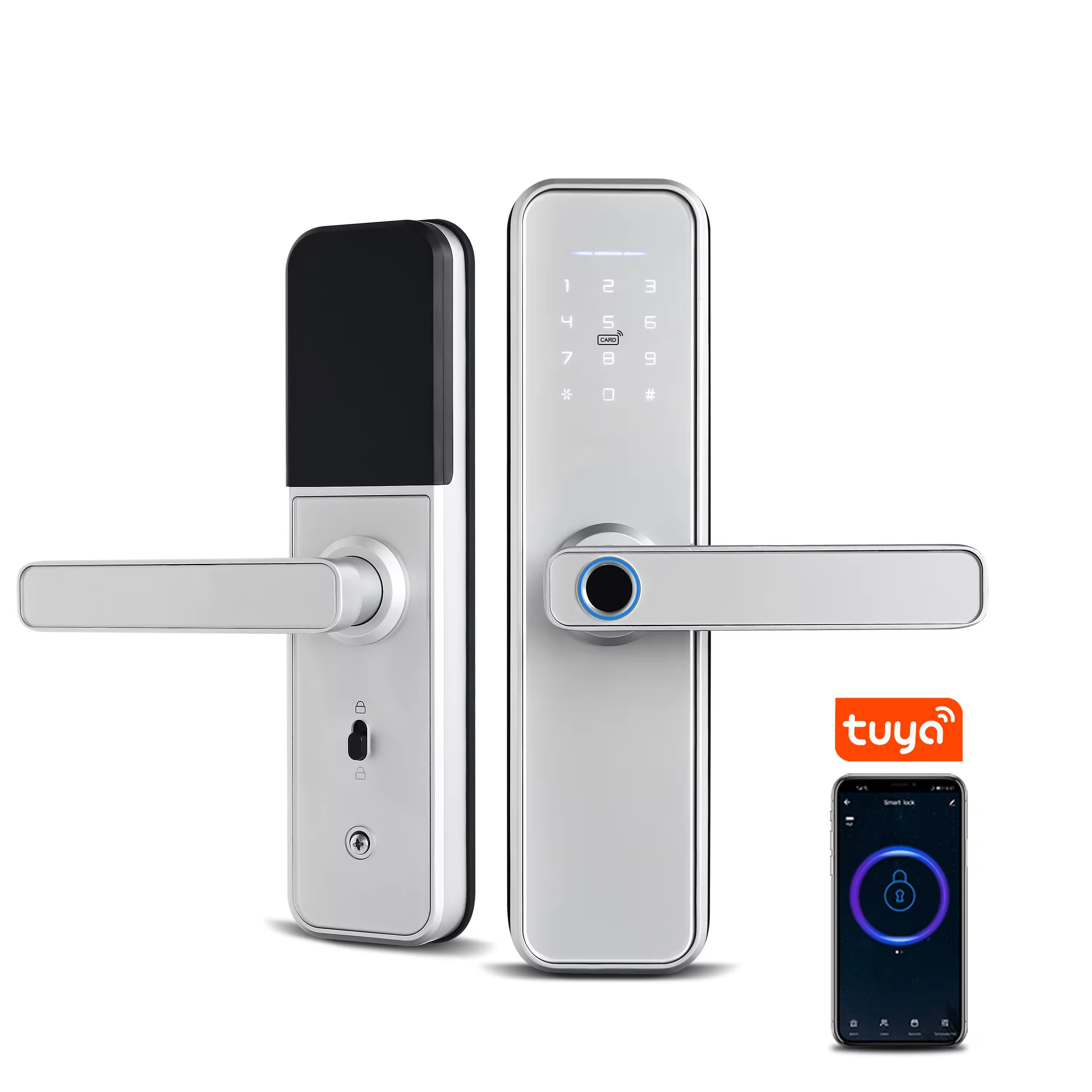 Waterproof Tuya Smart Biometric Door Lock WiFi TTlock App Fingerprint Door Handle Digital Keyless Home Outdoor Gate Lock