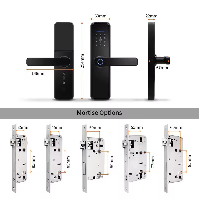 Waterproof Tuya Smart Biometric Door Lock WiFi TTlock App Fingerprint Door Handle Digital Keyless Home Outdoor Gate Lock