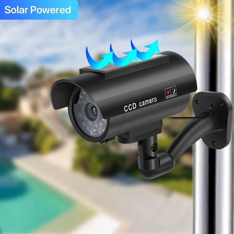 Outdoor Solar Power Fake Camera Waterproof Security Simulation Bullet Camera LED Light CCTV Dummy Camera