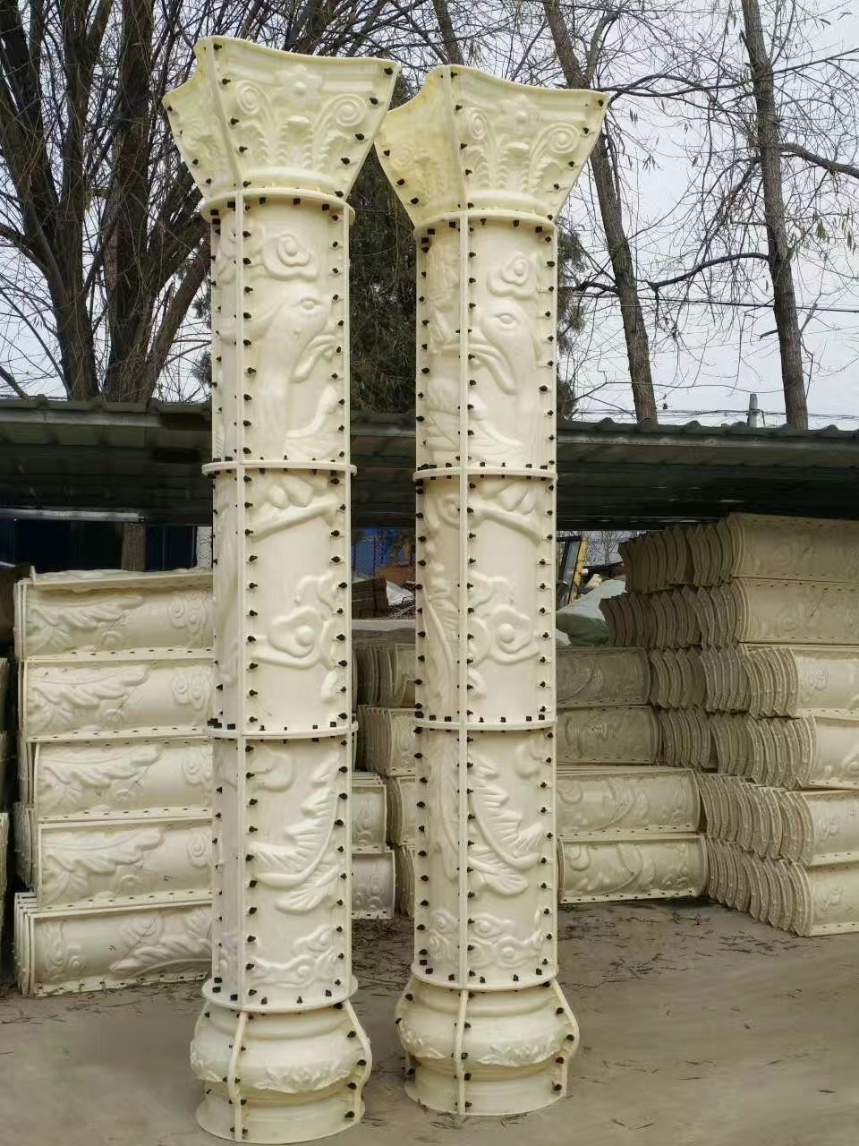 Plastic silicone rubber concrete roman pillar column molds