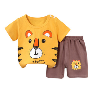 Summer Wholesale Children Kids Clothes Short Sleeve Baby T Shirt Boys Clothing Set Spring Cotton pajamas