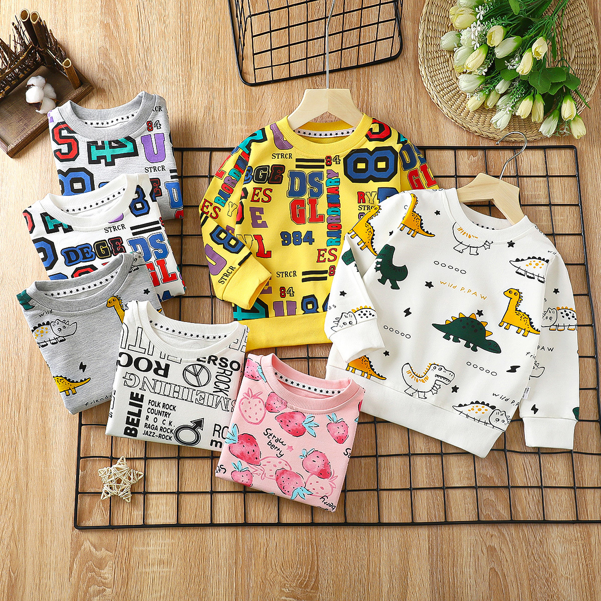 Infant Baby long Sleeve Sweatshirt Color 2Y to 9Y boys Tops Kids Boys Jumper Sweater Cotton