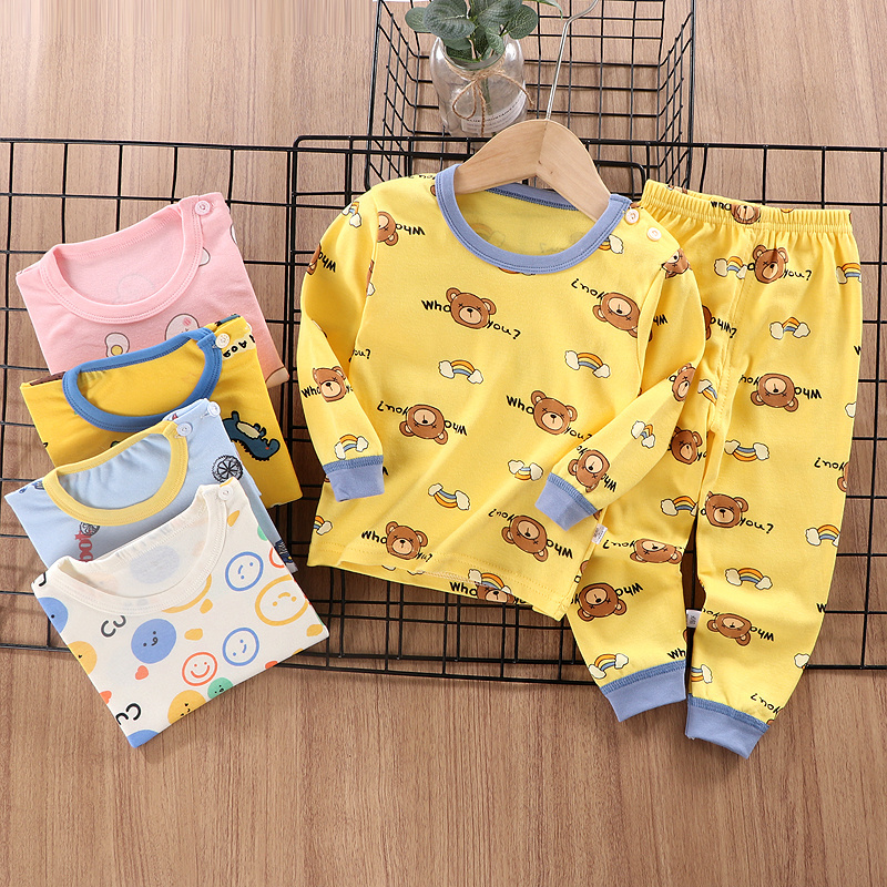 wholesale Christmas child clothing sets Kids Pajamas Sets Cartoon Print Top Pants Family Two-piece Sleepwear for girls boys