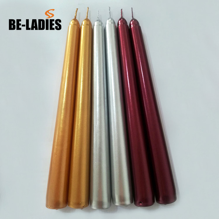 Metallic taper candle stick candle for home decoration