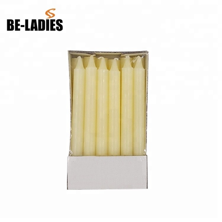 Cheap Yellow & white paraffin wax material home dinner candle / velas / bougies