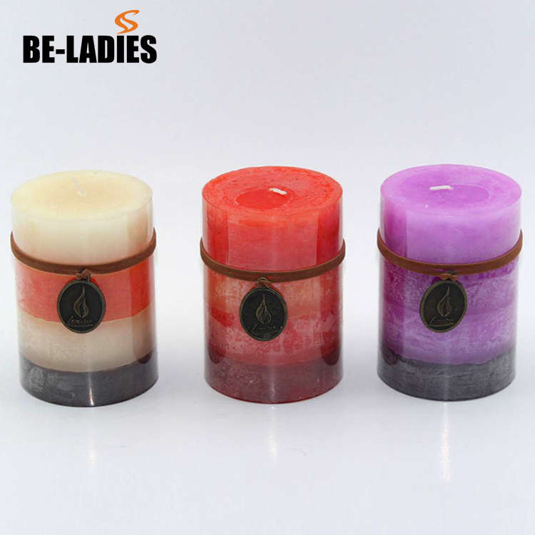 100% paraffin wax halloween gradient color layered flameless pillar led candle