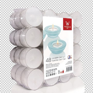 Paraffin wax white unscented wholesale pvc cup tea light candles in bulk