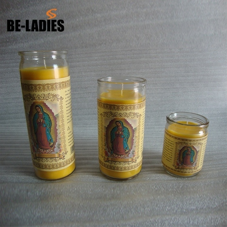 Custom 7 days glass jar jesus prayer votive religious candle with private label