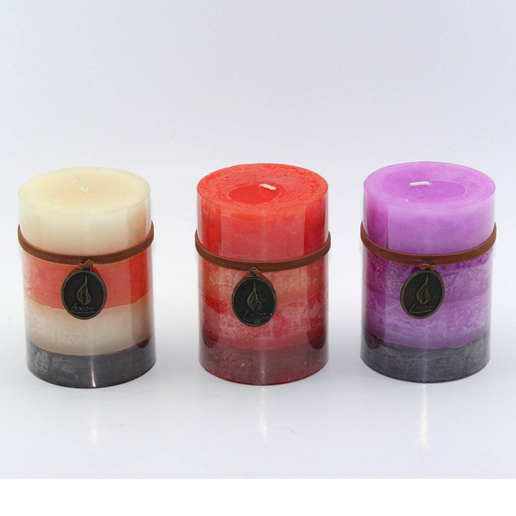 100% paraffin wax halloween gradient color layered flameless pillar led candle