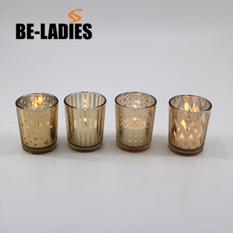 Gold Glass Scented Votive Candles for Christmas Party decoration