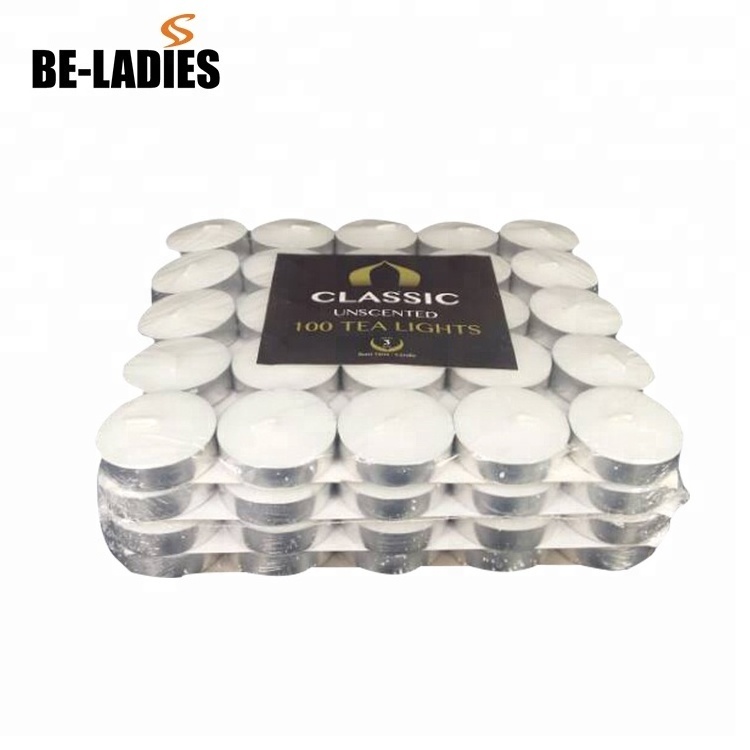 100pcs wholesale white unscented 4hrs tea light candles