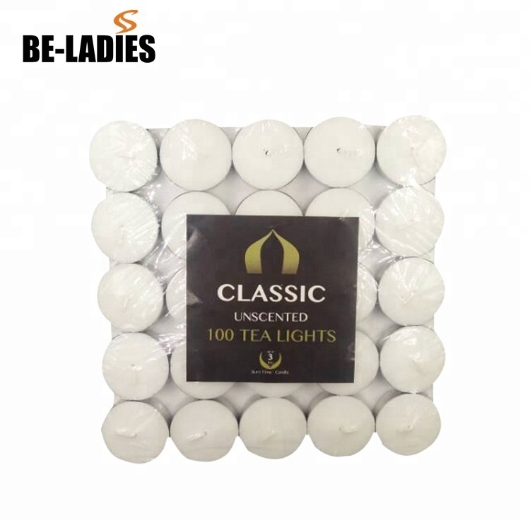 100pcs wholesale white unscented 4hrs tea light candles