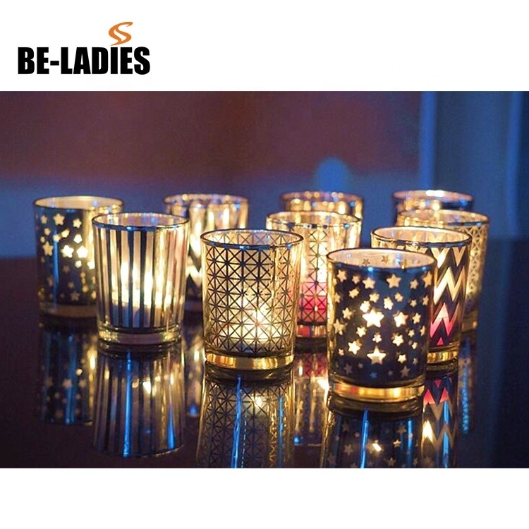 Gold Glass Scented Votive Candles for Christmas Party decoration