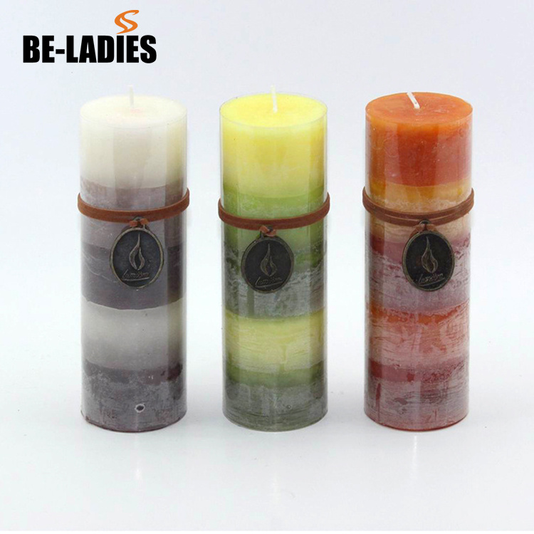 100% paraffin wax halloween gradient color layered flameless pillar led candle