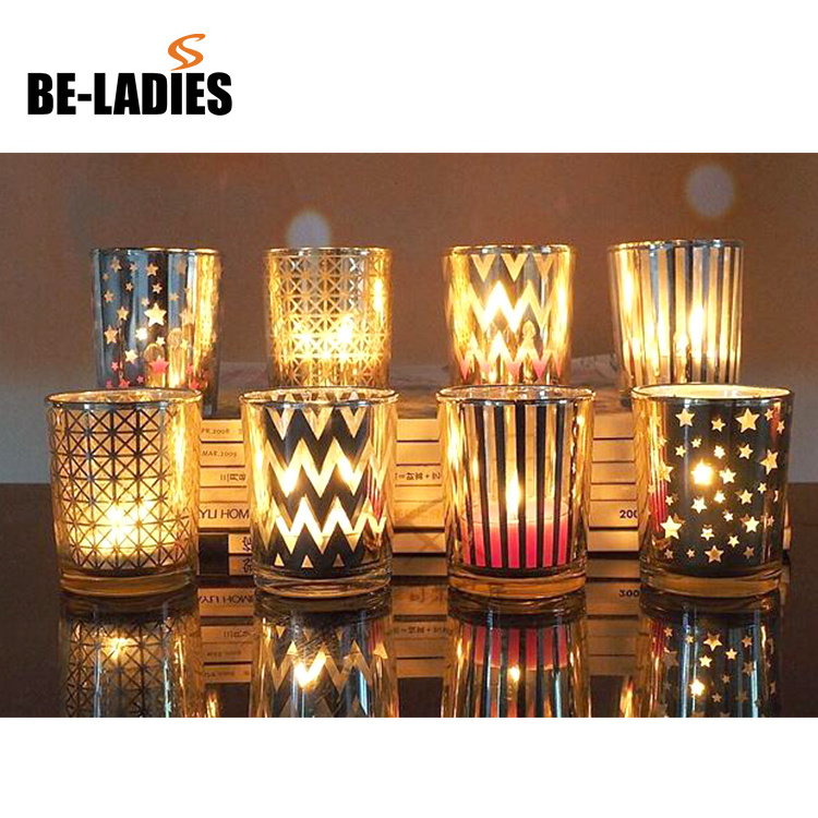 Gold Glass Scented Votive Candles for Christmas Party decoration