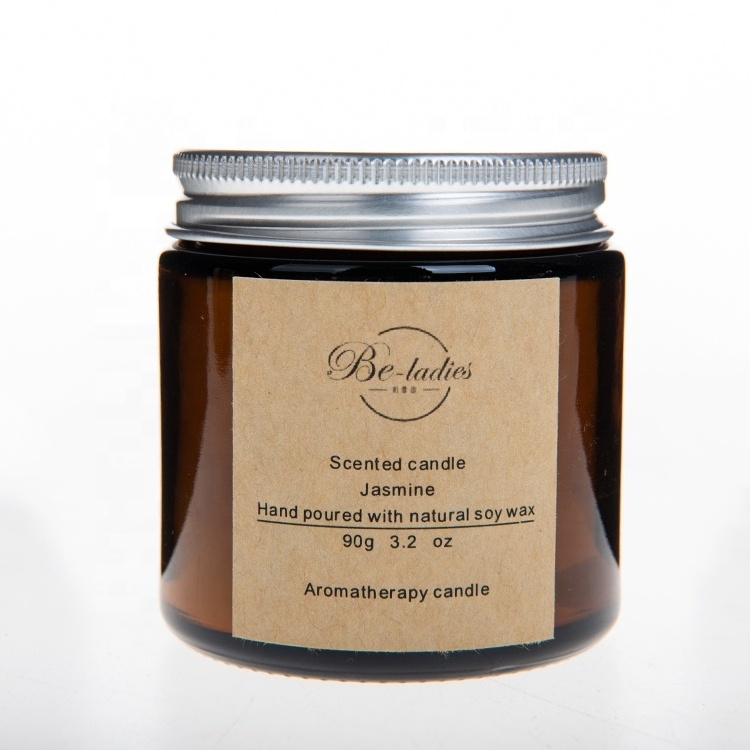 Luxury bespoke aromatherapy essential oil soy wax candle in amber glass jar