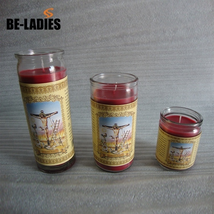 Wholesale 7 days memorial grave candle religious glass jar candle