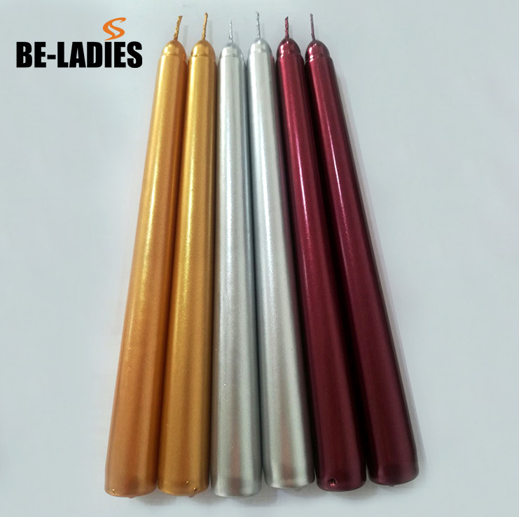 Metallic taper candle stick candle for home decoration