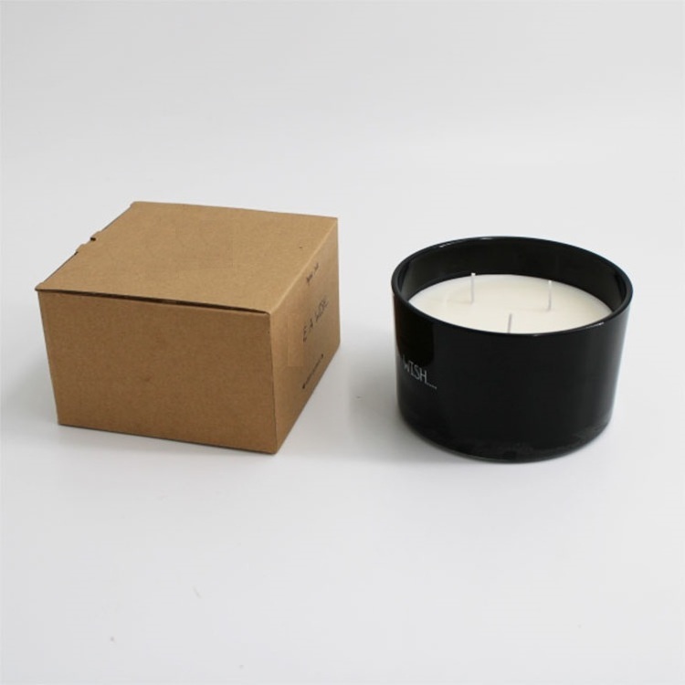 Bulk Wholesale Luxury Black Glass Scented Soy Wax Candle for Home Decor