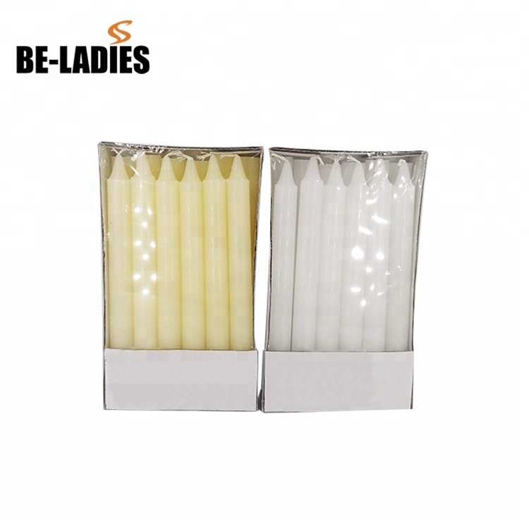 Cheap Yellow & white paraffin wax material home dinner candle / velas / bougies